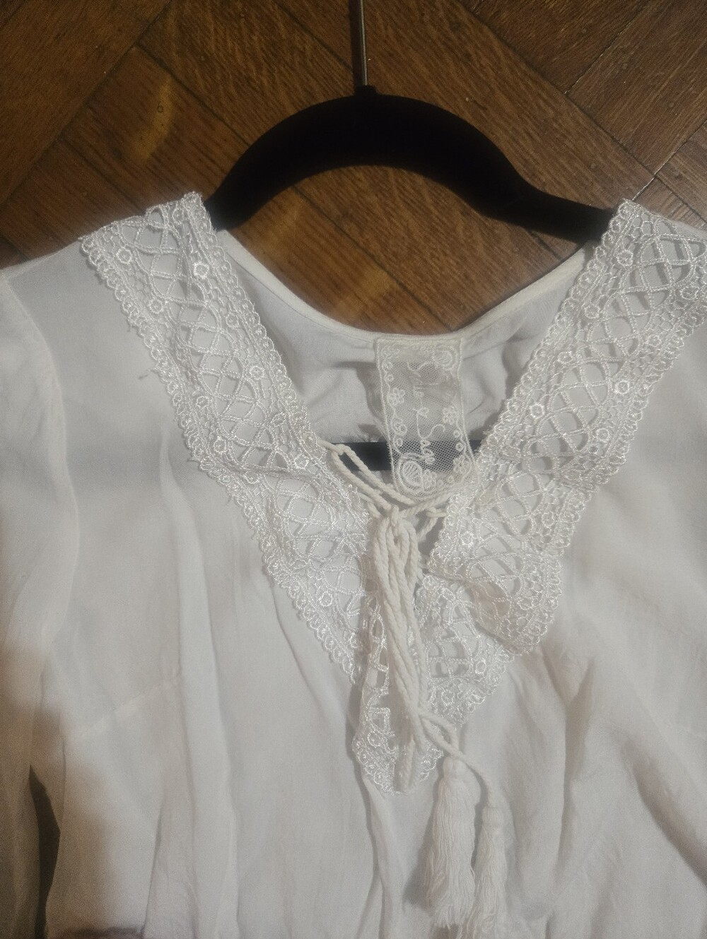 Sadie & Sage White Lace And Cotton Crop Top Long Sleeves Gorgeous Sz Is Xs - S